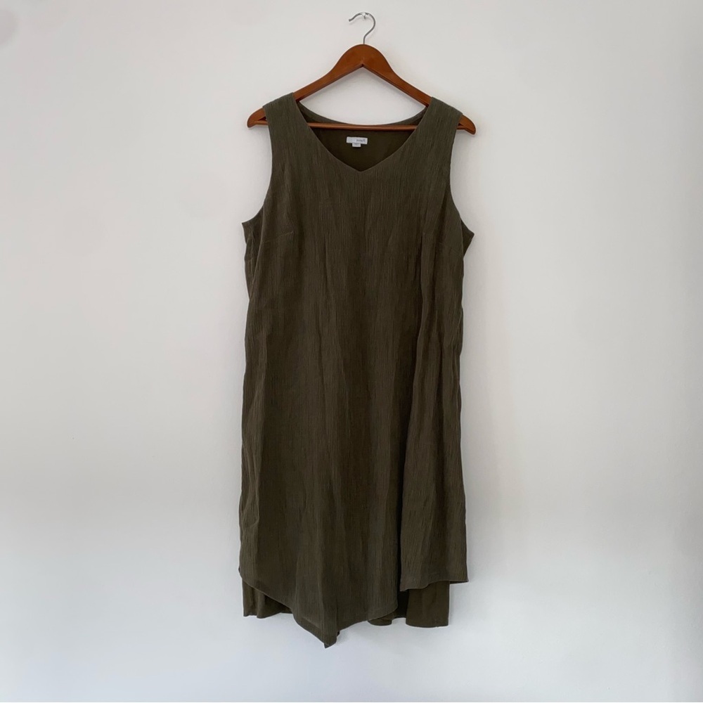 J.Jill Pure Jill Asymmetrical KneeLength Lagenlook Tank Green dress size L - Picture 2 of 7